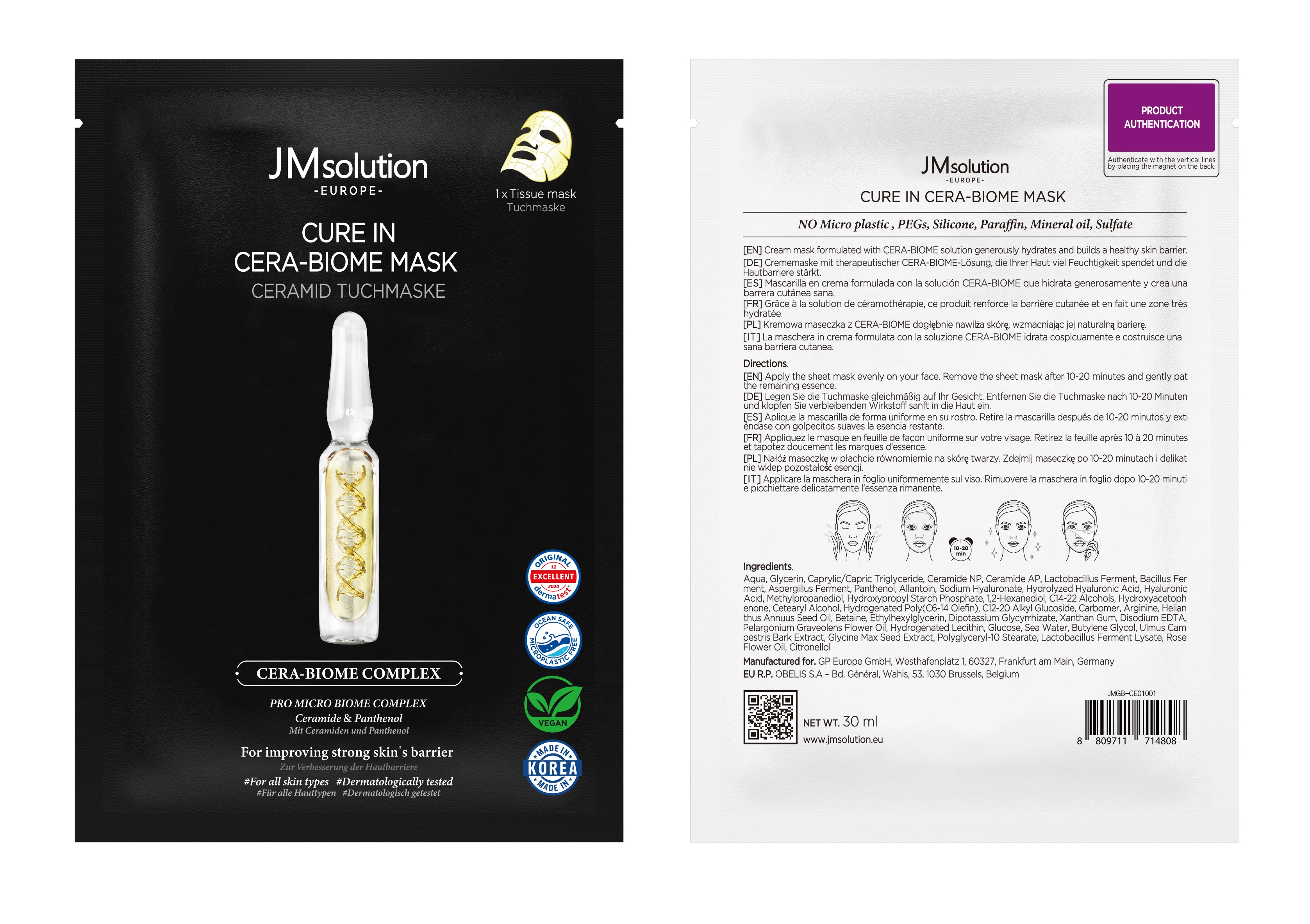 JMSOLUTION Europe MASQUE CURE EN CÉRA-BIOME 10EA